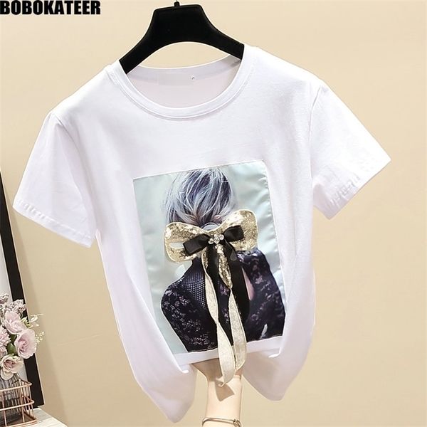 

summer white t shirt women vintage korean clothes woman t-shirt short sleeve casual black tee fashion plus size 210623