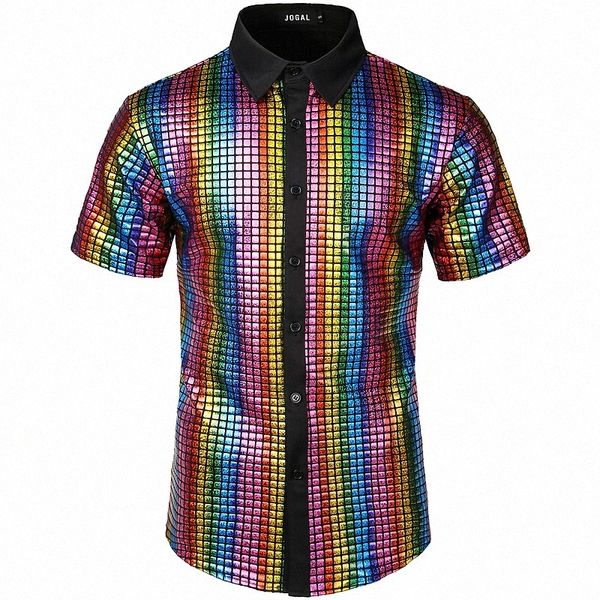 

men's shirt solid colored geometric collar shirt collar street festival short sleeve rock punk & gothic green blue fuchsia p2zi#, White;black