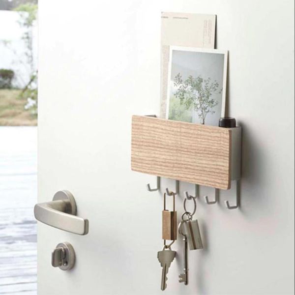 

wall hanging key rack storage box solid wood abs + pc plastic alloy household container shelf white/black hooks & rails