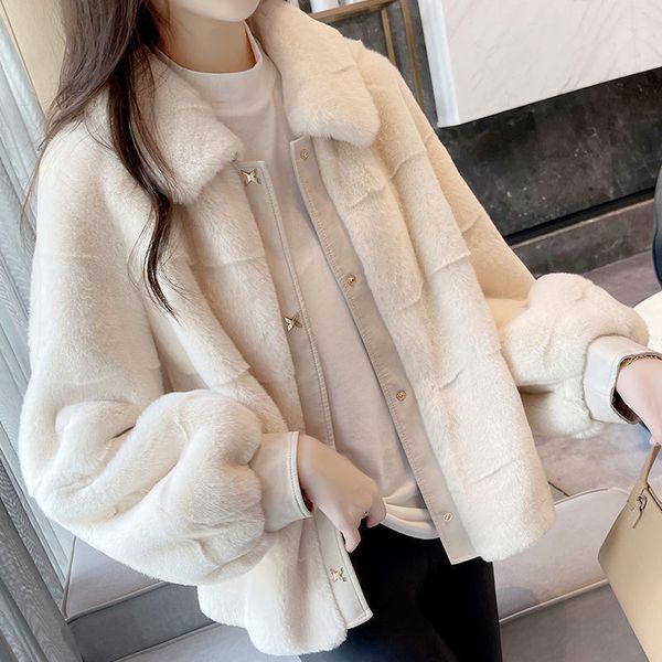 

danish women's 2021 autumn winter new warm fur integrated mink jacket coat young style, Black