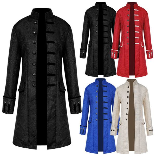 

men medieval larp viking costume leopold gambon canvas suede turtleneck et battle hero outfit winter coat costume, Tan;black