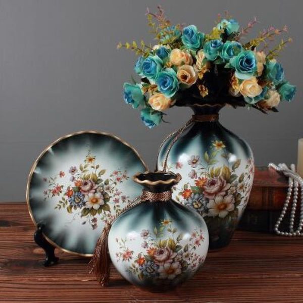 

vases 2021 style 3pcs ornaments ceramic vase flower plug tv cabinet home decoration crafts