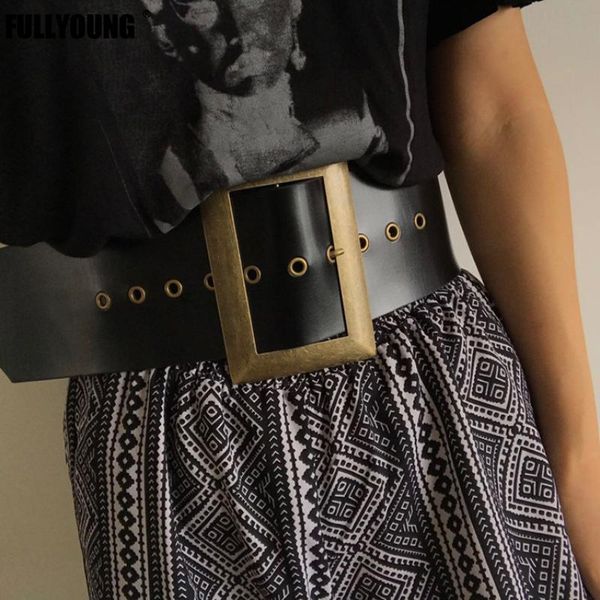 

belts fashion metal big buckle pu leather exceed width belt rivet air eye black personality women trendy all-match 2021, Black;brown