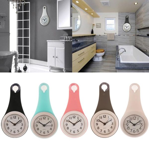 

blesiya 4'' round wall clock non ticking quartz bathroom suction clocks