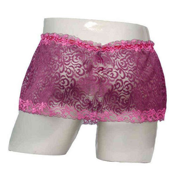 

nxy briefs and panties lace men novelty transparent male skirt style boxer shorts exotic open butt underwear bulge pouch g string 1203, Red;black