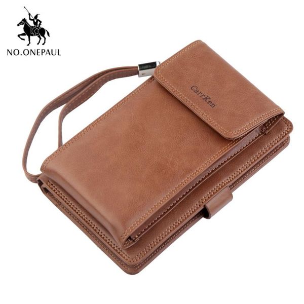 

no.onepaul wallet men 2021 men's factory mobile phone bag multi-function clutch retro passport wallets, Red;black