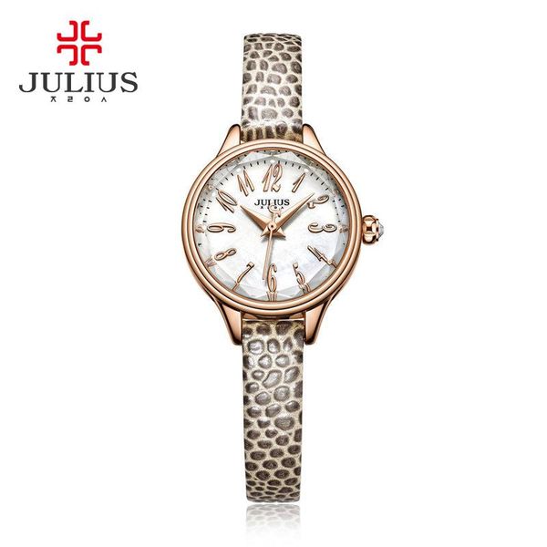 

wristwatches julius simple quartz watch women fashion casual leather ladies wristwatch clock female gift luminous veining box, Slivery;brown