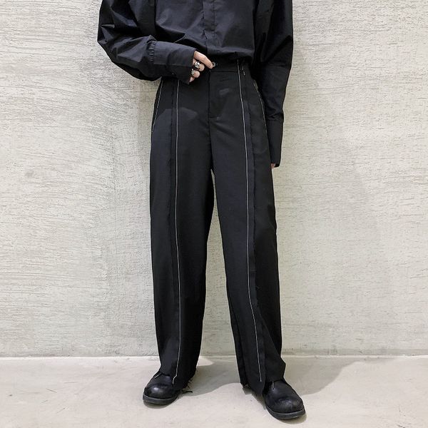 

pants fashionable the han fan jiming line temperament men's 2021 spring and autumn trend casual woollen, Black
