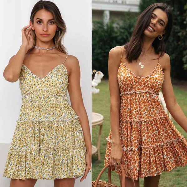 

2021 summer new drawstring print dress seaside holiday beach skirt, Black;gray