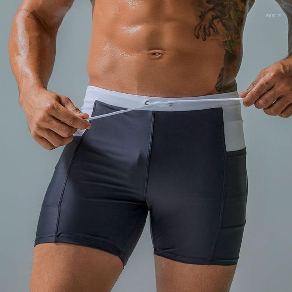 

men's shorts 2021 trunk swimwear swim pants solid stretch outdoors casual bathing-pants brand beach professional swimming trunks man sw, White;black