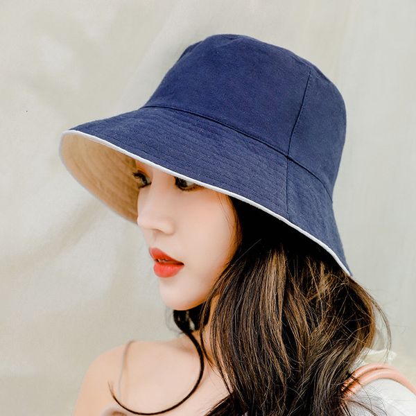 

chic literature and art wide brim fisherman's hat double sided cloth, Blue;gray