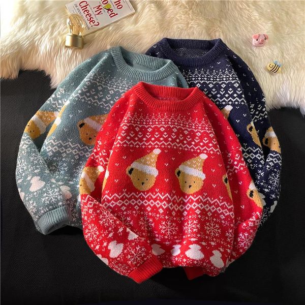 

men's sweaters men women ugly christmas sweater pullover crew neck xmas sweatshirts 3d funny printed bear jumpers, White;black