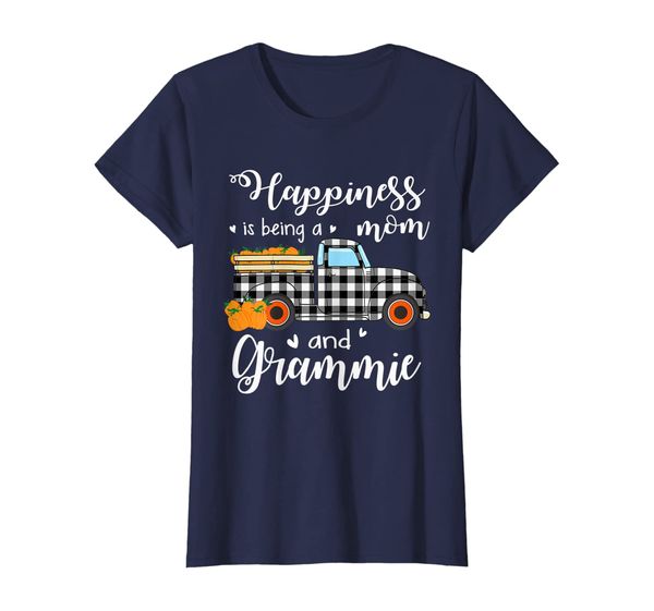 

Womens Happiness Is Being A Mom And Grammie Pumpkin Truck Autumn T-Shirt, Mainly pictures