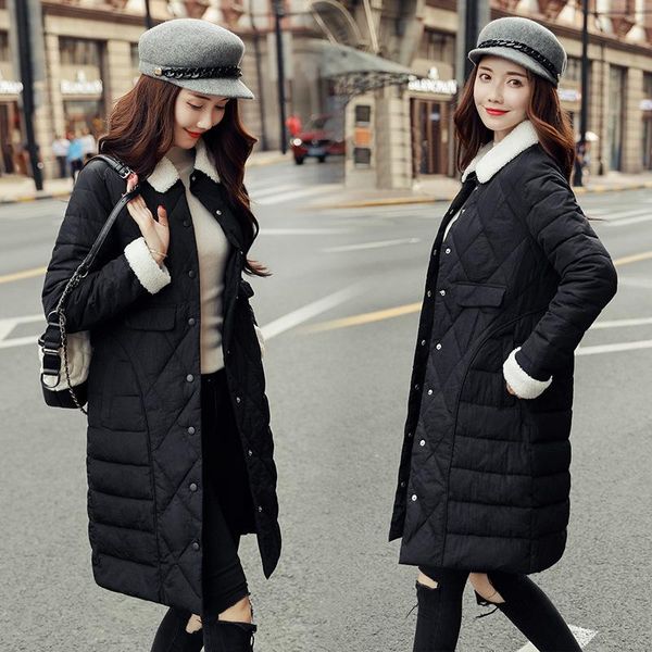 

women's trench coats winter jacket parkas 2021 autumn women korean cotton-padded jackets coat hooded student thick bread clothes, Tan;black