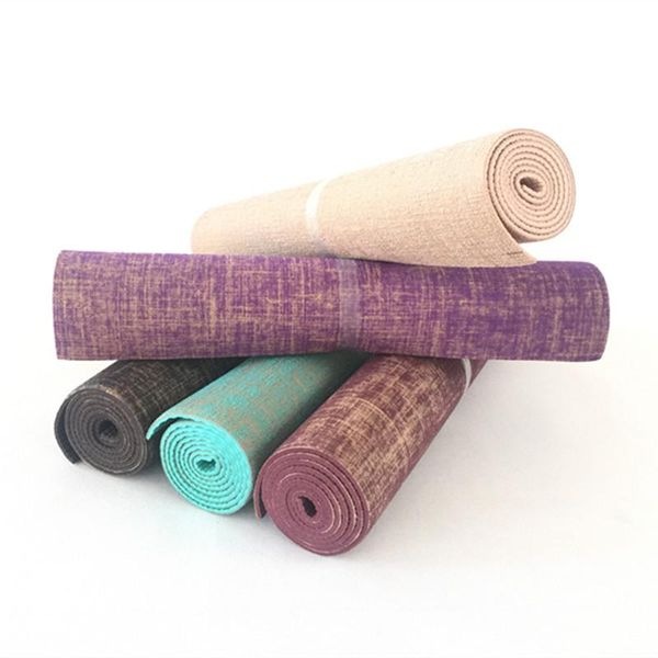 

yoga mats non-slip jute pvc mat nature thickness 5mm linen material exercise pad