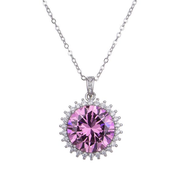 Sun Flower Ciondolo con diamante rosa da 5 ct Ciondolo in argento sterling 925 Promessa Collana con ciondoli nuziali per gioielli girocollo da donna con ciondoli