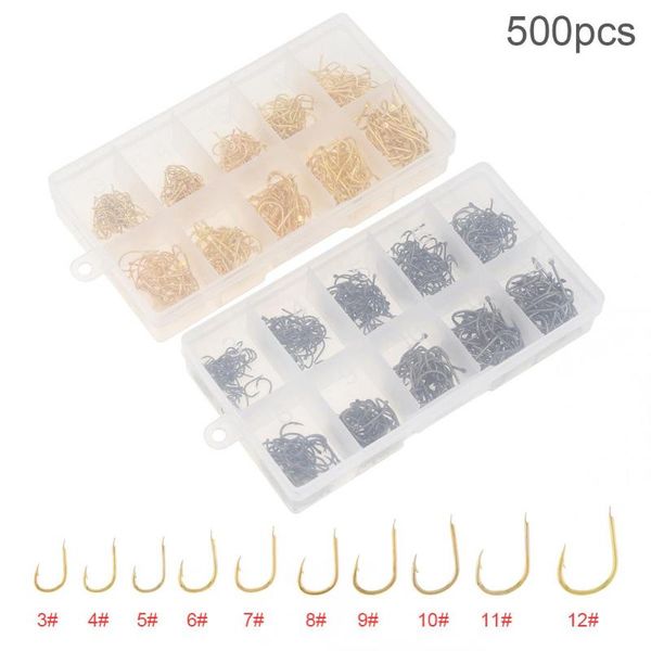 

500pcs/ lot fishing hook set 3-12# high carbon steel single fishhooks jip barbed carp hooks no hole