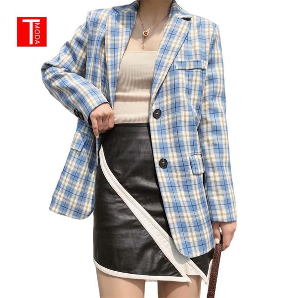 

chic plaid long sleeve women blazer jacket single breasted office ladies casual streetwear female outwear coat women's suits & blaz bla, White;black