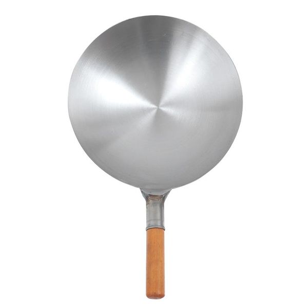 

pans 1pc wooden handle iron stir-frying pan household non-stick frying-pan (silver)