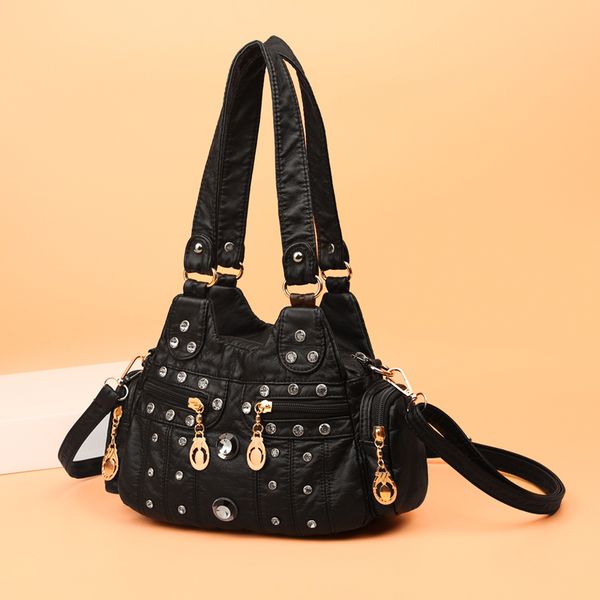 

women diamond hand soft leather multi pocket messenger crossbody bags