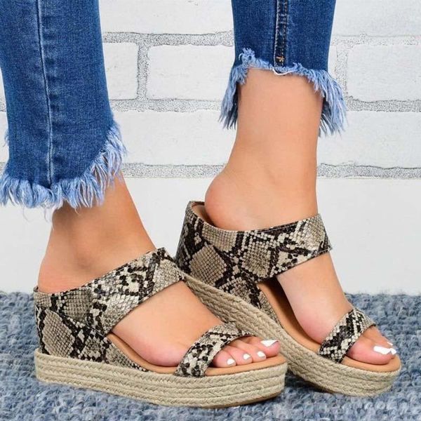 

sandals women's 2021 wedges summer outdoor beach snake woman solid color fashion gladiator slip on casual ladies shoes, Black