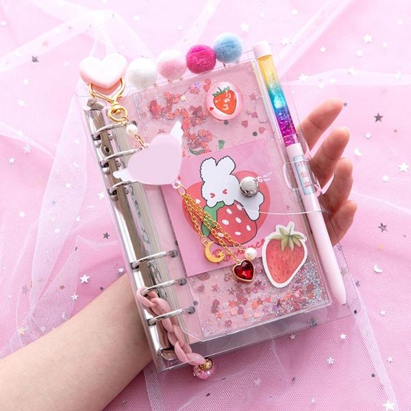 

cherry blossoms loose leaf diary notebook journal note book agenda planner 160pc h05a notepads, Purple;pink