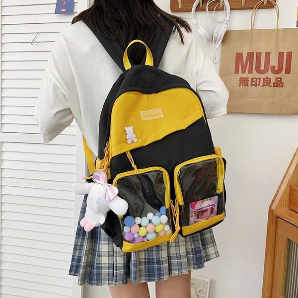 

school bags summer 2021 fashion women's backpack nylon waterproof contrast color bookpacks large-capacity outdoor travel backpacks