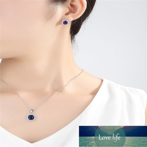 

fashionable charming sunflower pendant necklace women's wedding engagement red/blue crystal zircon necklace party jewelry gift Â factory, Silver