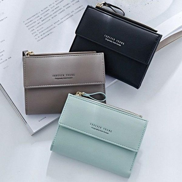 

wallets women small fashion ladies leather letter purse short coin bag simple for women's clutch card holder wallet, Red;black