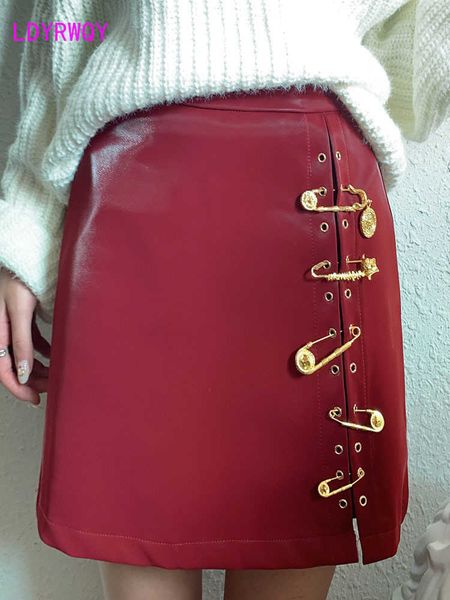 

fashion temperament high waist was thin female pin purse hip skirt solid casual 210603, Black