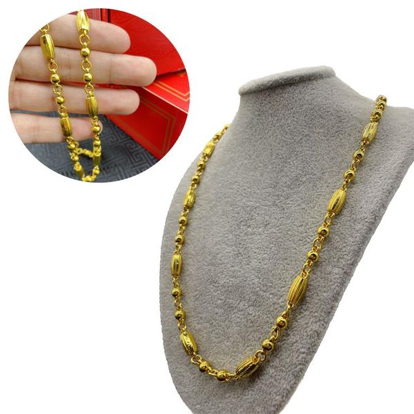 

chains gold plated long bead double button necklace men's fashion jewelry, Silver