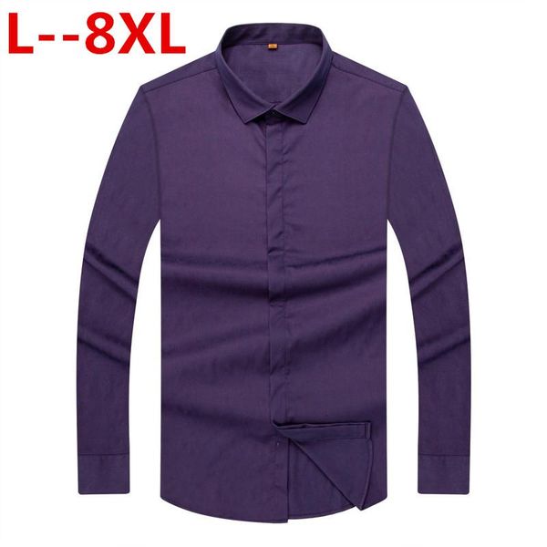

men's casual shirts 5xl plus 8xl 4xl 6xl men shirt brand male long sleeve hit color slim fit black man dress, White;black