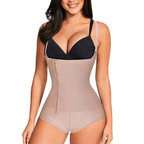 

women's shapers women latex waist trainer bodysuit for open bust body shaper side zipper briefer, Black;white