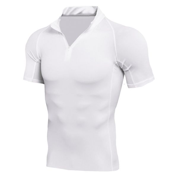 

t shirts men's compression t-shirt running body building for quick dry slim fit tees gym sport shirt men tight rashgard, White;black