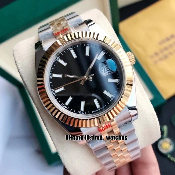 

watches gdf 904l 126333 41mm miyota 8215 automatic mens watch sapphire mirror black dial 18k gold two-tone steel bracelet gents business wri, Slivery;brown