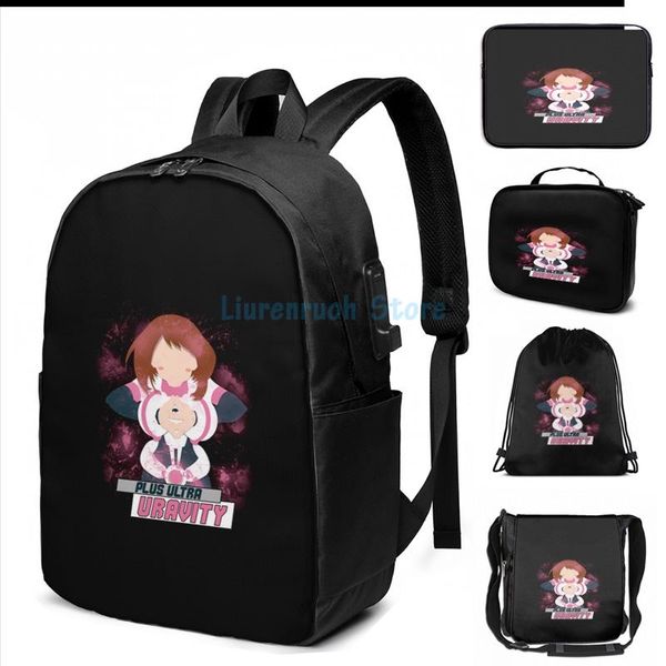 

funny graphic print uravity usb charge backpack men school bags women bag travel laptop
