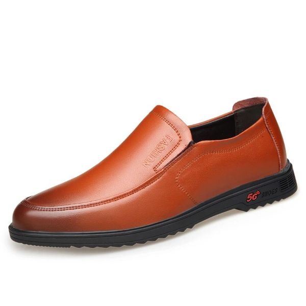 

dress shoes four seasons men's 2021 business casual leather non-slip wear-resistant fashion trend black one-legged soft leather301