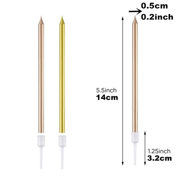 

other festive & party supplies 6 pcs lange dnne kuchen kerzen metallic geburtstag in halter hochzeit dekorationen