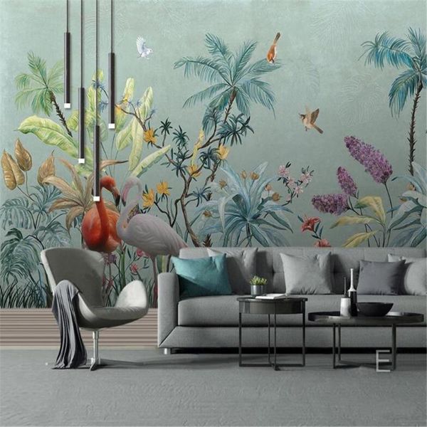 

wallpapers milofi custom po wallpaper 3d printing medieval hand-painted tropical rainforest flower and bird background wall mural