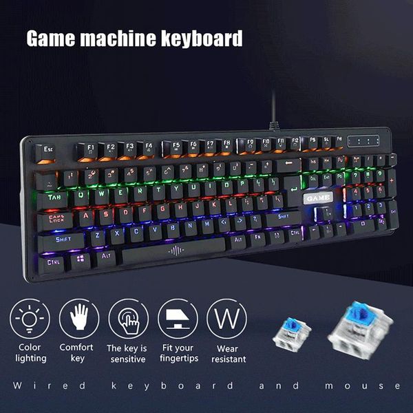 

key usb wired led backlit axis gaming mechanical feel keyboard for desksupport ergonomics multifunction keyboards