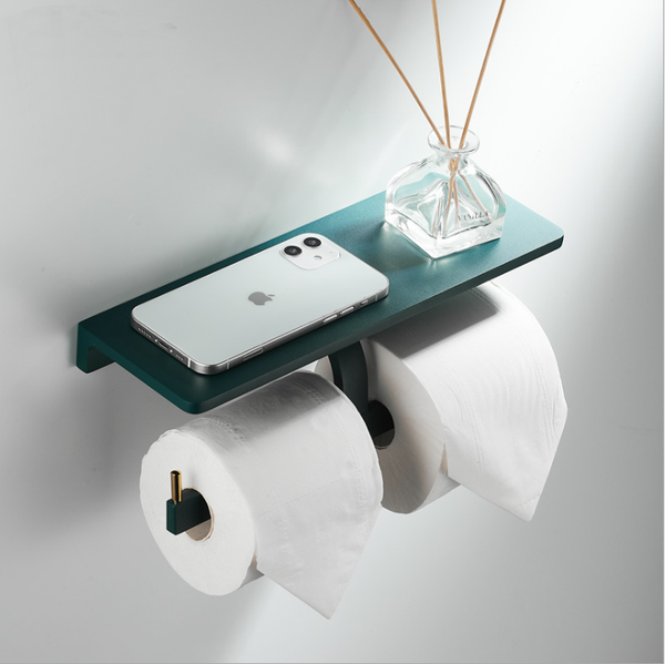 

toilet paper holders green space aluminum dual holder phone bathroom hardware