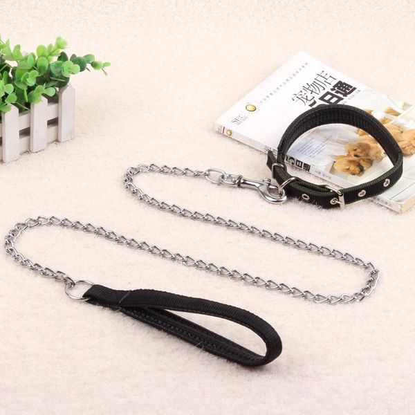 

dog collars & leashes metal stainless steel medium big chain puppy golden retriever leash collar set traction rope dl614