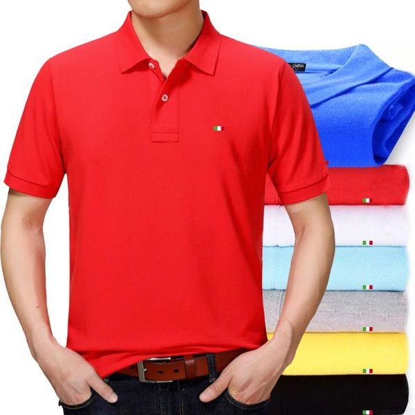 

men's polos 100%cotton brand homme solid short sleeve summer shirt national flag embroidery shirts, White;black