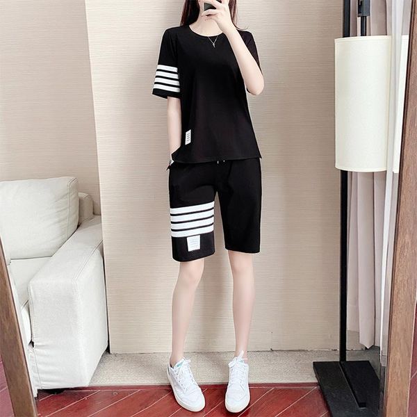 

jogging clothing 2021 summer sportswear set fashion men women harem style loose t-shirt suits casual oversize t-shirts shorts two-pieces, Black;red