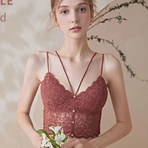 

camisoles & tanks summer 2021 french style ultra-thin comfortable lace sling hollow beautiful back lady without steel ring, Black;white