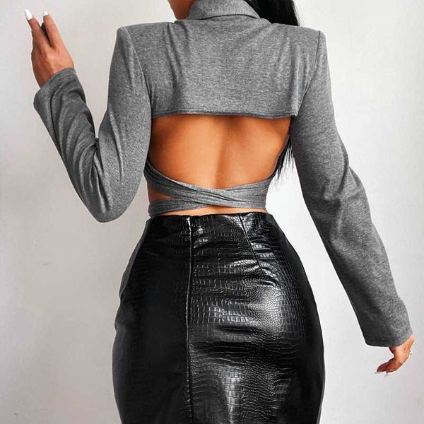 

short shirt strapless bandage women's autumn new solid color blouse, White