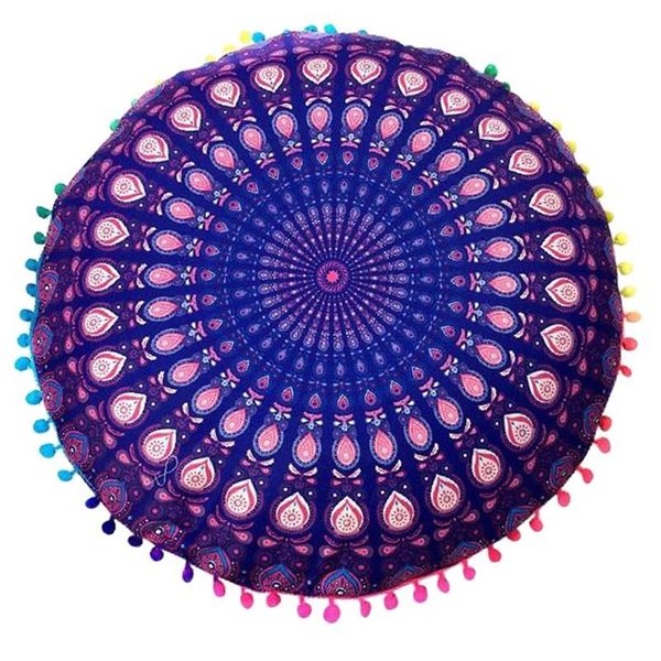 

design round cushion cover bohemian hippie mandala pillowcase pouf floor case cushion/decorative pillow