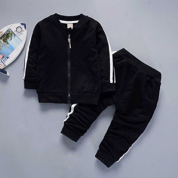 

lzh children clothing 2021 new autumn casual sports suit boys clothes jacket pant outfits 2pcs set girls tracksuits kids clothes x0802, White