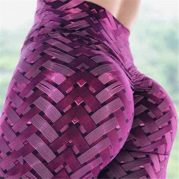 

high waist weaving printed fitness women leggings workout scrunch booty elastic skinny sportswear drop, Black
