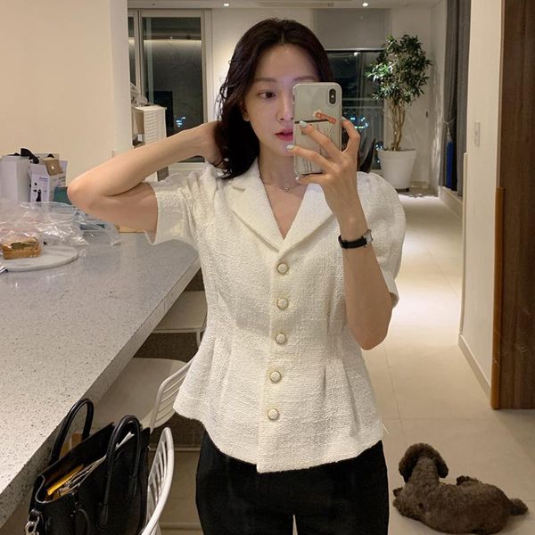 

women's jackets women spring elegant vintage short sleeve jacket coat slim waist turn- down collar single breasted outwear, Black;brown